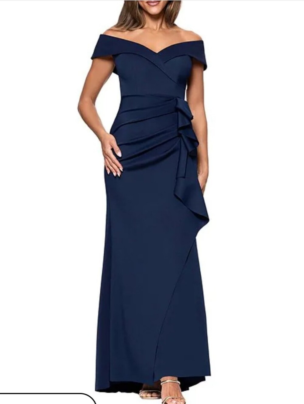 Xscape NWT Navy Blue Draped Ruffle Formal Gown Dress 22W $279 Old Money